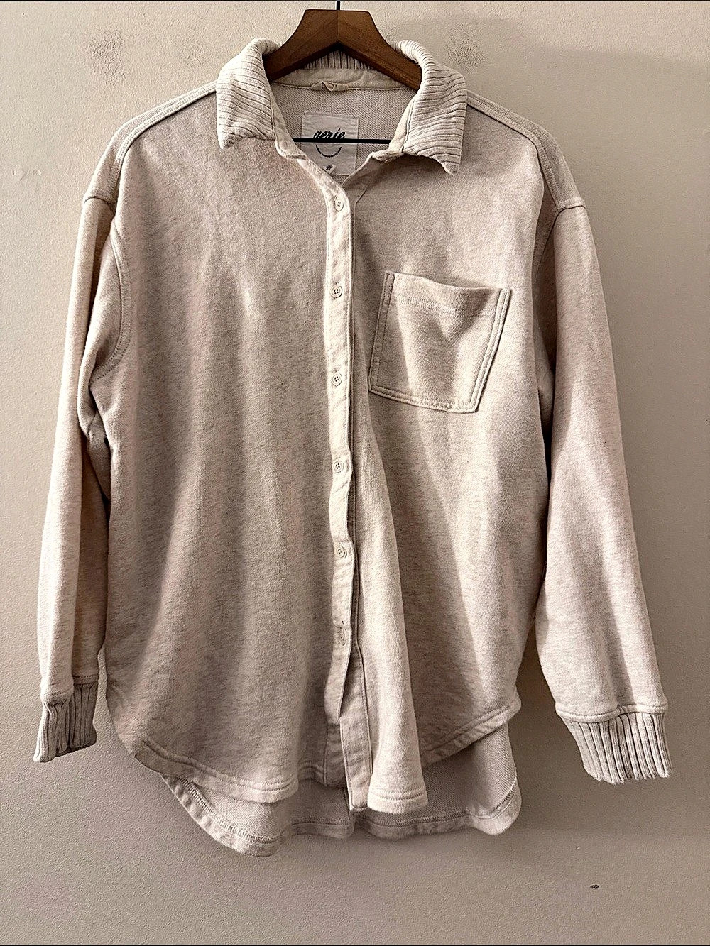 Aerie LumberJane Fleece Shirt in Cream Size XS